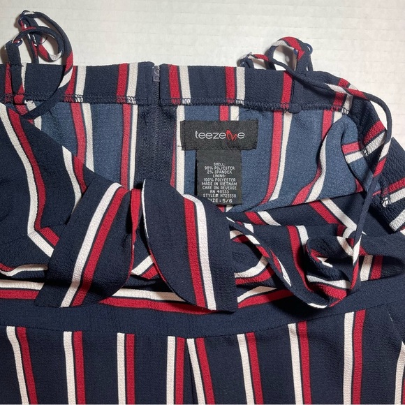 Teeze Me Red, White & Blue Striped Jumpsuit Size 5/6 - Picture 9 of 13